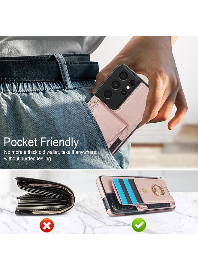 S-TOP Case For Samsung Galaxy S21 Ultra 5G Elastic Card Bag Ring Holder Phone Case - Image 3