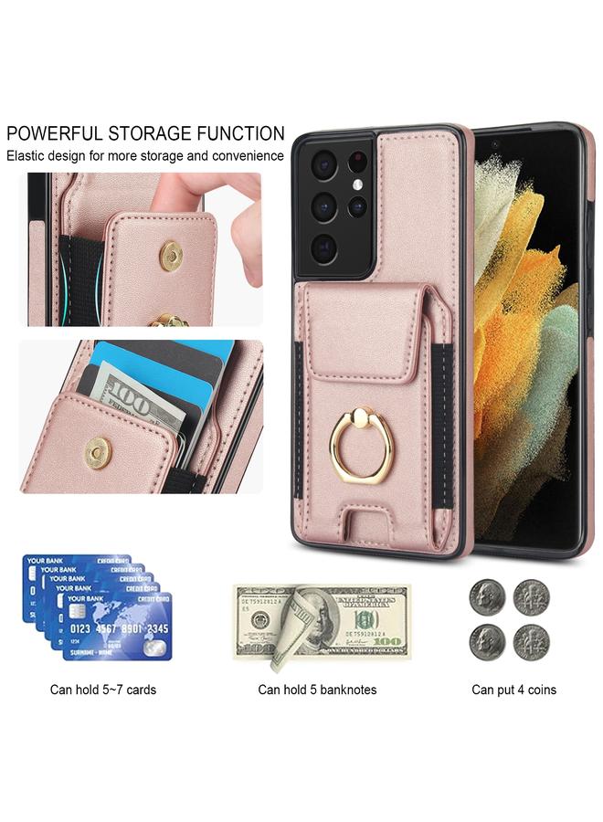 S-TOP Case For Samsung Galaxy S21 Ultra 5G Elastic Card Bag Ring Holder Phone Case - Image 5