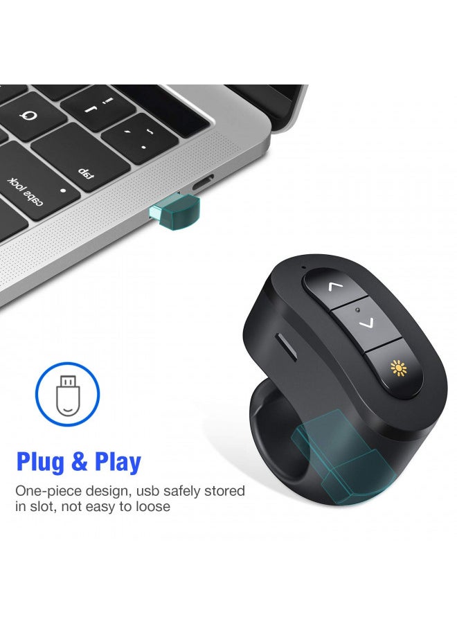 DinoFire Presentation Clicker USB Rechargeable Powerpoint Clicker, Finger Ring RF 2.4GHz Wireless Presenter Clicker for Powerpoint Presentations, Presentation Remote for Mac, Keynote, Laptop etc.  - Image 2