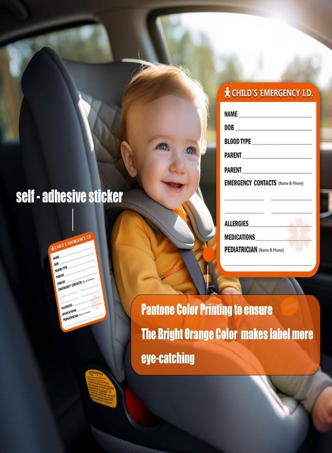lovielf 24 pcs 4.1" X 2.9" Remarkable Infant Children Baby Safety Seat Sticker I.C.E (in Case of Emergency) Information ICE Label Alarm Orange (Set A) - Image 3