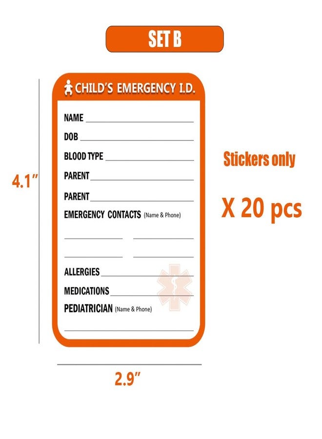 lovielf 24 pcs 4.1" X 2.9" Remarkable Infant Children Baby Safety Seat Sticker I.C.E (in Case of Emergency) Information ICE Label Alarm Orange (Set A) - Image 2