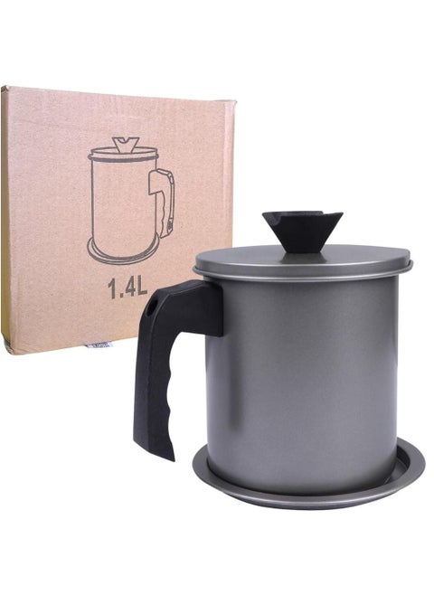 ARTC Stainless Steel Residue Filter Oil Storage And Drain Pot Container With Strainer Silver 1.4L / 1.7L
