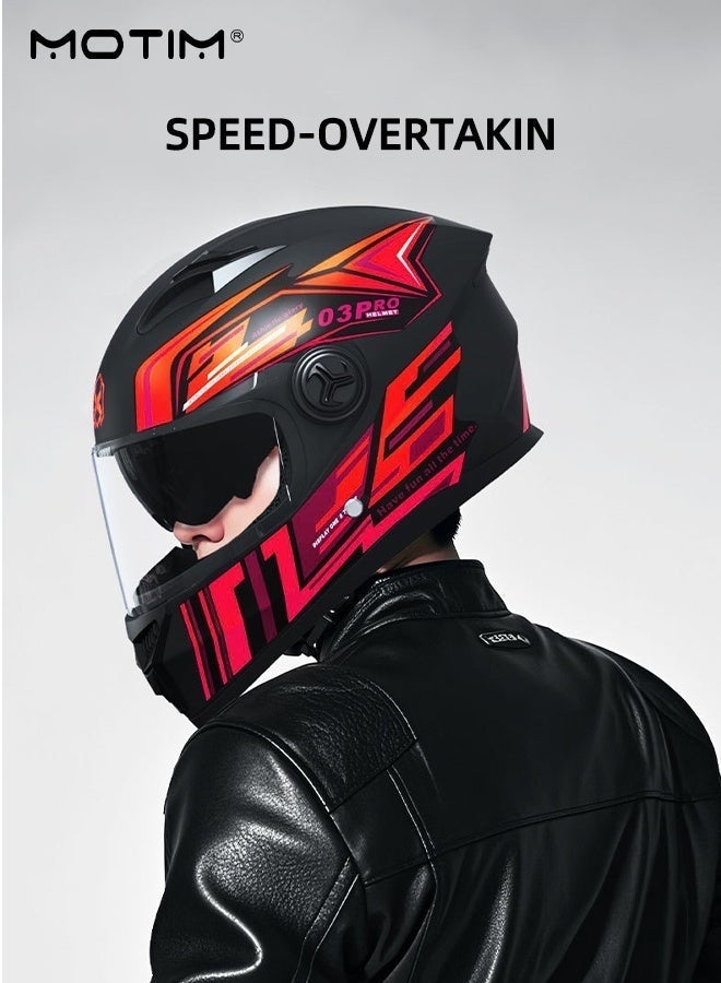 Motim Motorcycle Helmet Full Face, Racing Motocross Helmet for Men and Women, Black Mirror - Image 2