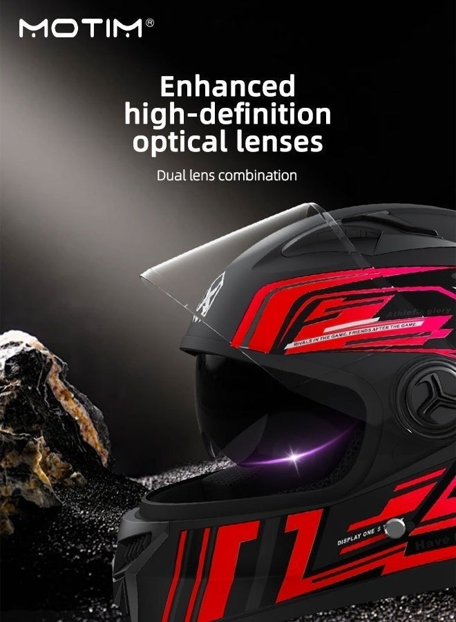 Motim Motorcycle Helmet Full Face, Racing Motocross Helmet for Men and Women, Black Mirror - Image 4
