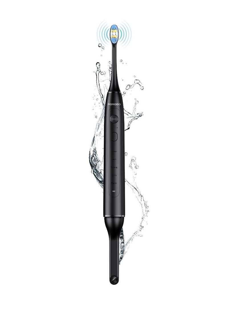 porodo Smart Sonic Visual Electric Toothbrush with 5 Cleaning Modes / IPX7 / Battery Capacity 1500mAh / Charging Interface Type-C / Rechargeable Toothbrush -Black - Image 1