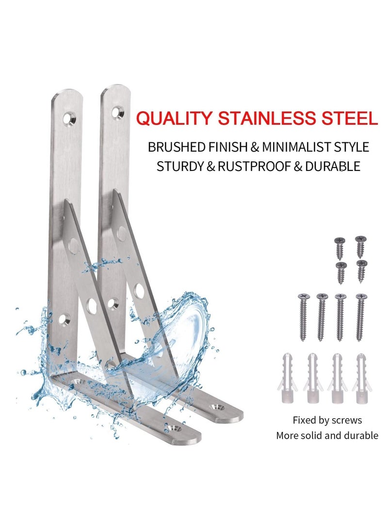 Rubik Shelf Brackets 10 inch - 2pcs Stainless Steel Solid Shelf Support, Corner Brace Joint Right Angle L Bracket, Space Saving DIY Bracket  - Image 4