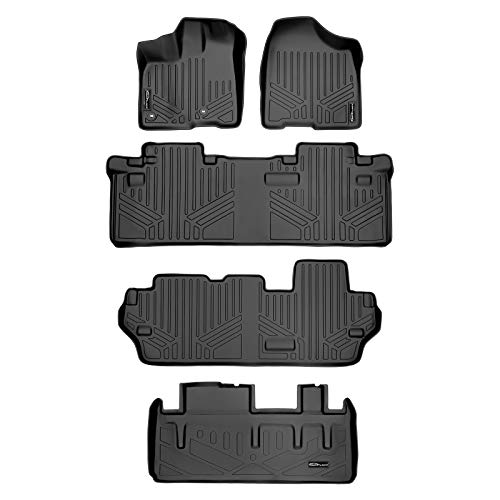 MAX LINER MAXLINER Floor Mats 3 Rows and Cargo Liner Behind 3rd Row Set Black for 2013-2018 Toyota Sienna 8 Passenger Model - Image 1