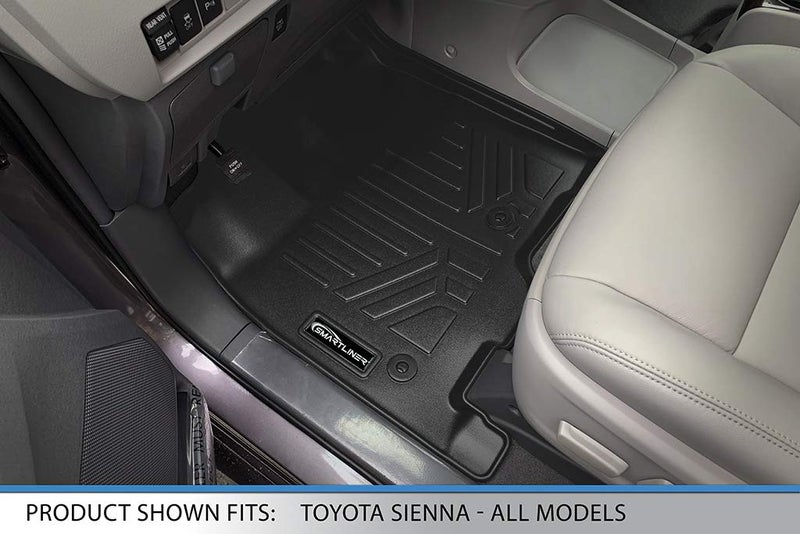 MAX LINER MAXLINER Floor Mats 3 Rows and Cargo Liner Behind 3rd Row Set Black for 2013-2018 Toyota Sienna 8 Passenger Model - Image 2