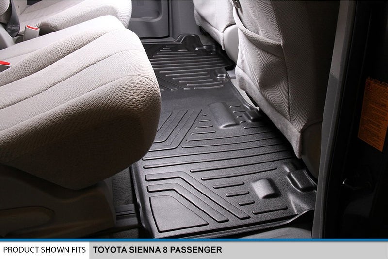 MAX LINER MAXLINER Floor Mats 3 Rows and Cargo Liner Behind 3rd Row Set Black for 2013-2018 Toyota Sienna 8 Passenger Model - Image 4