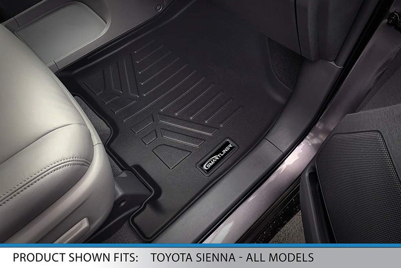 MAX LINER MAXLINER Floor Mats 3 Rows and Cargo Liner Behind 3rd Row Set Black for 2013-2018 Toyota Sienna 8 Passenger Model - Image 3