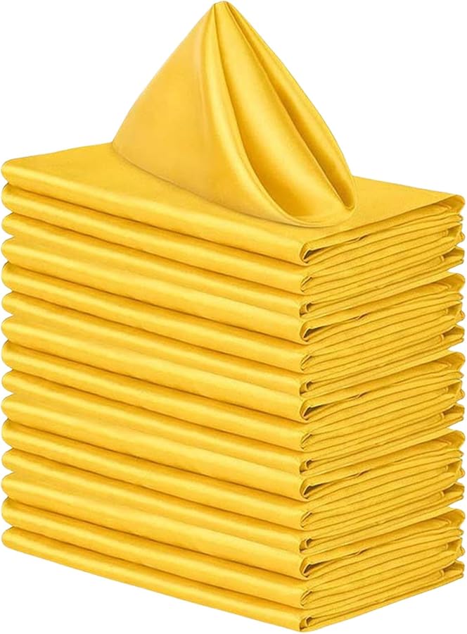 مناديل العشاء القطنية الصفراء 10 قطع - مناديل ناعمة وماصة مربعة للاستخدام في المناسبات والاستخدام اليومي - Image 2