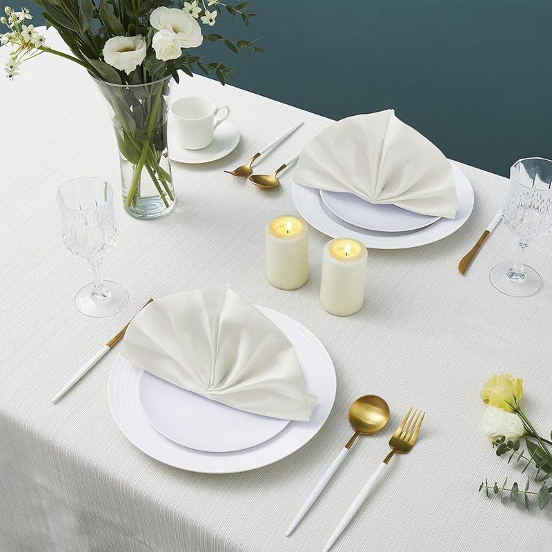 مناديل العشاء القطنية الصفراء 10 قطع - مناديل ناعمة وماصة مربعة للاستخدام في المناسبات والاستخدام اليومي - Image 4