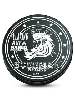 bossman Relaxing Beard Balm Tamer Thickener Relaxer And Softener Cream And Beard Care Product Made In Usa (Naked Scent)  - Image 1