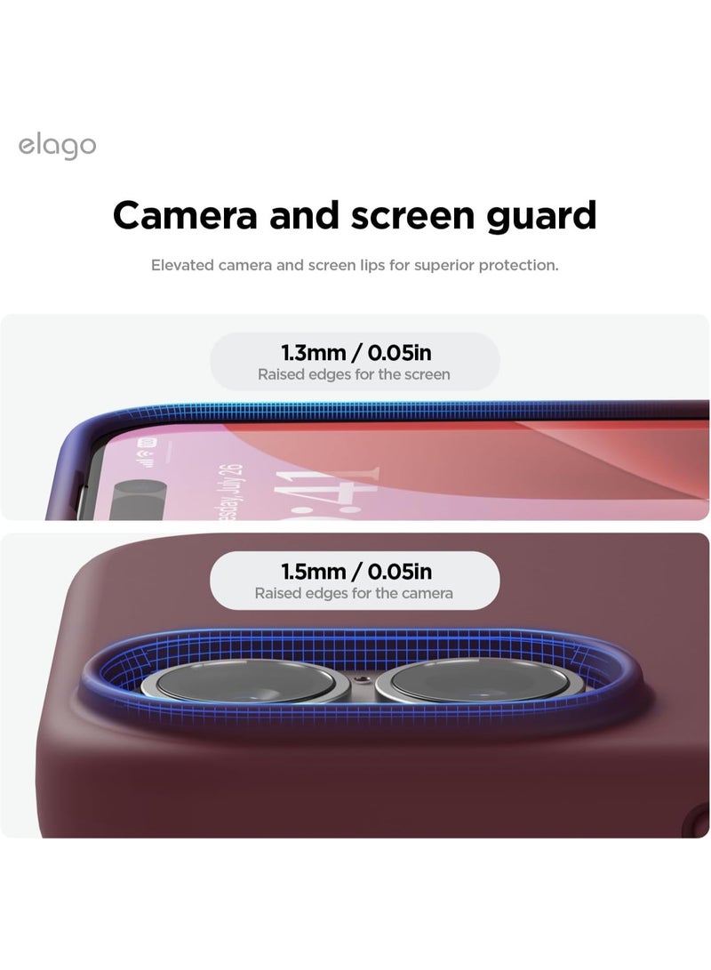 Elago Liquid Silicone for iPhone 16 Case Cover Full Body Protection, Shockproof, Slim, Anti-Scratch Soft Microfiber Lining - Burgundy - Image 5