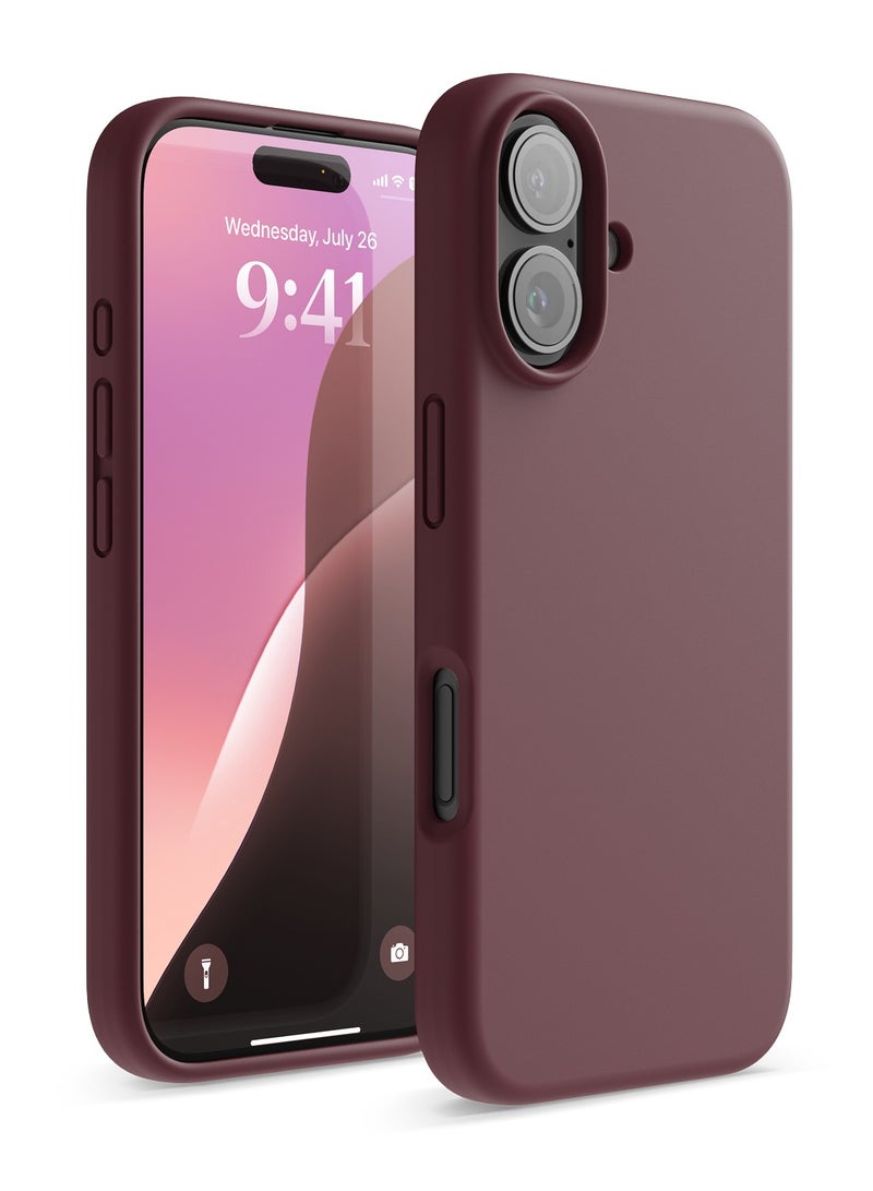 Elago Liquid Silicone for iPhone 16 Case Cover Full Body Protection, Shockproof, Slim, Anti-Scratch Soft Microfiber Lining - Burgundy - Image 1