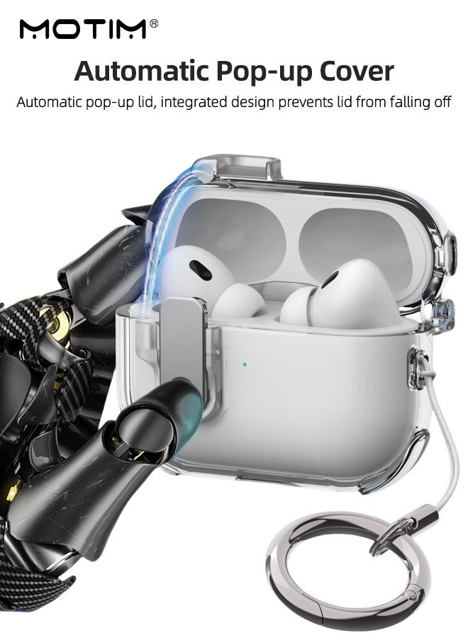 موتيم غطاء حافظة AirPods 4 مع سلسلة مفاتيح، متوافق مع MagSafe، حافظة واقية صلبة عسكرية مع قفل، غطاء حماية كامل من السقوط لحافظة شحن AirPod 4 2024 - Image 3