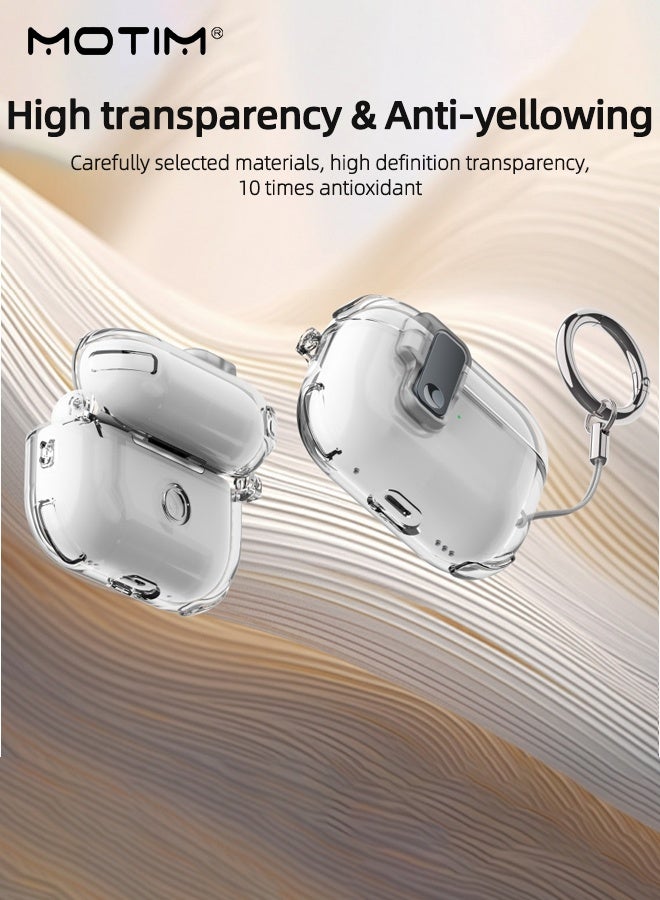 موتيم غطاء حافظة AirPods 4 مع سلسلة مفاتيح، متوافق مع MagSafe، حافظة واقية صلبة عسكرية مع قفل، غطاء حماية كامل من السقوط لحافظة شحن AirPod 4 2024 - Image 2