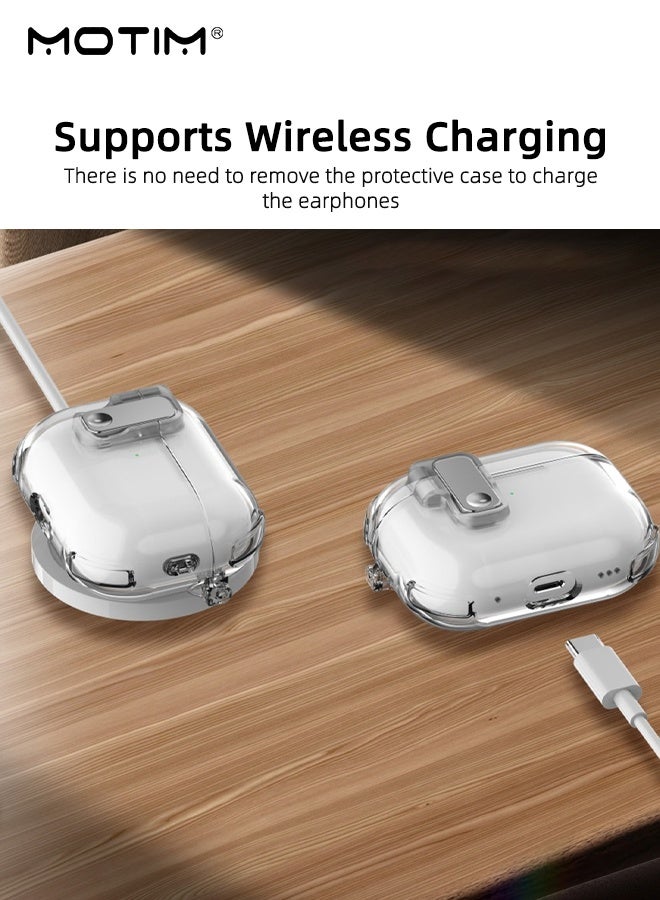 موتيم غطاء حافظة AirPods 4 مع سلسلة مفاتيح، متوافق مع MagSafe، حافظة واقية صلبة عسكرية مع قفل، غطاء حماية كامل من السقوط لحافظة شحن AirPod 4 2024 - Image 4