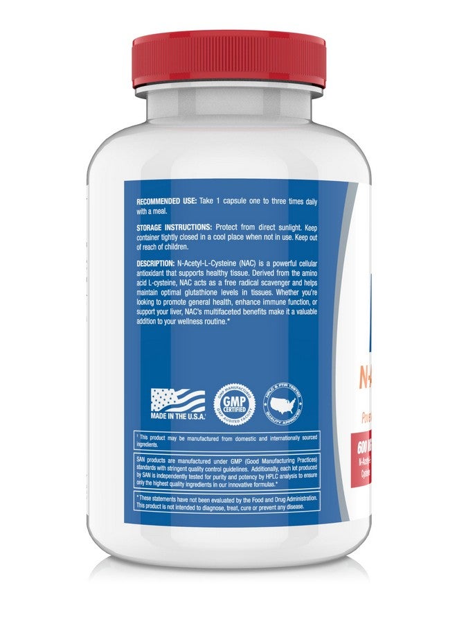 SAN N-Acetyl-L-Cysteine (NAC), Immune, Respiratory, Liver Health, NAC 600 mg, Potent antioxidant Support, Free-radicals, Easy to Absorb, 100 Capsules - Image 3