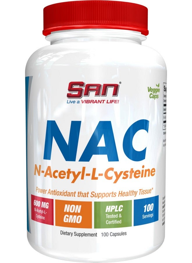 SAN N-Acetyl-L-Cysteine (NAC), Immune, Respiratory, Liver Health, NAC 600 mg, Potent antioxidant Support, Free-radicals, Easy to Absorb, 100 Capsules - Image 1