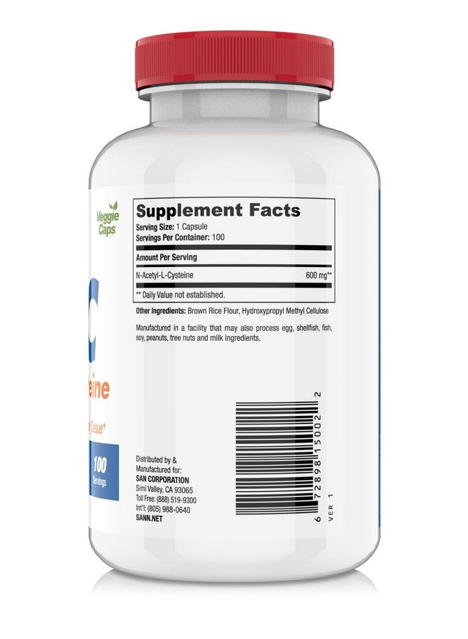 SAN N-Acetyl-L-Cysteine (NAC), Immune, Respiratory, Liver Health, NAC 600 mg, Potent antioxidant Support, Free-radicals, Easy to Absorb, 100 Capsules - Image 2