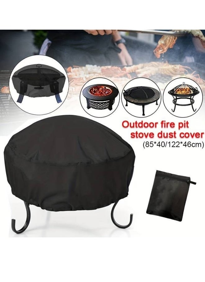 Generic - 210D Black Outdoor Fire Stove Cover, Fire Pit Cover, Fire Bowl Cover, Waterproof and Dustproof 122x46cm - Image 1