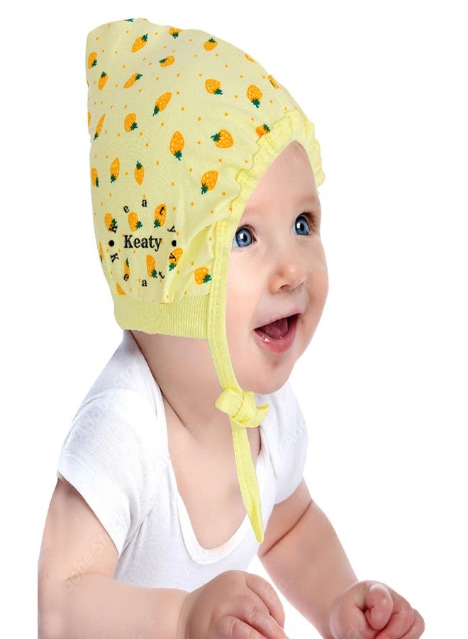 KEATY New Born Baby Boys and Girls Soft Double Layer Hosiery Cotton Tie Knot Cap| Unisex Multicolor Topi| Adjustable Baby Hat Pack of 3 (in, Age, 0 Months, 3 Months, Baby Boys, Printed Cap) - Image 5