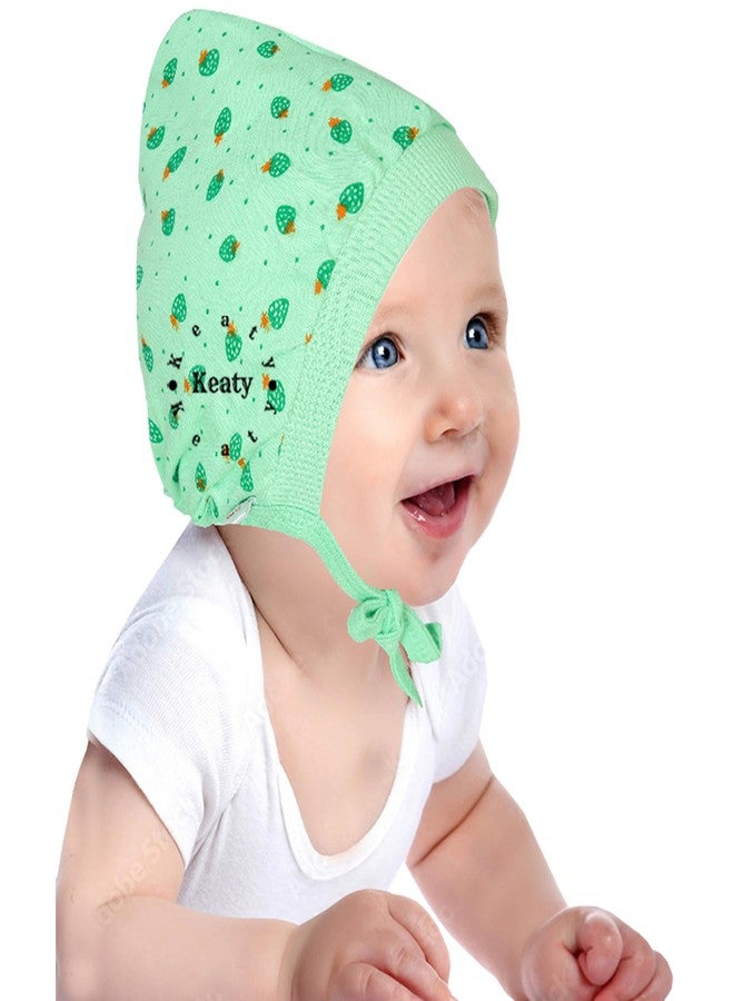 KEATY New Born Baby Boys and Girls Soft Double Layer Hosiery Cotton Tie Knot Cap| Unisex Multicolor Topi| Adjustable Baby Hat Pack of 3 (in, Age, 0 Months, 3 Months, Baby Boys, Printed Cap) - Image 4