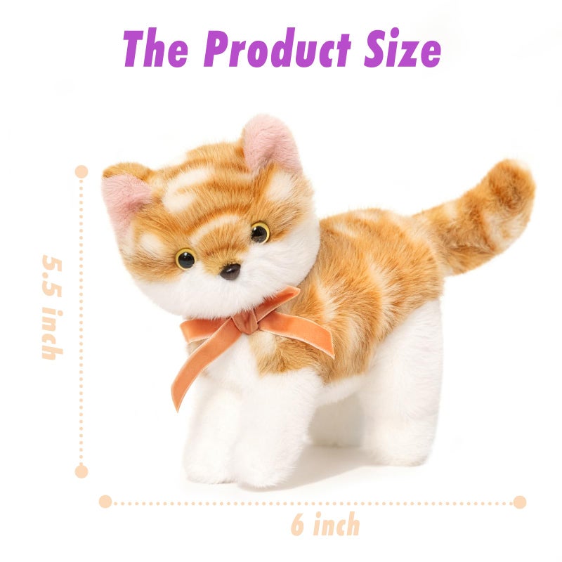 Ditucu Cat Stuffed Animals Cute Soft Kitten Plush Doll Small Kitty Plushies Toys Gifts for Kids Brown 6 inch - Image 3