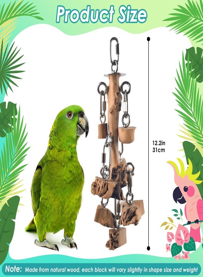 DBNESS Bird Toys for Parrots, Durable Wooden Large Birds Toy with Stainless Steel, Hanging Natural Chew Hardwood Blocks for Macaws, African Greys, Amazon Parrot, Cockatoos and Small Medium Parakeets - Image 2