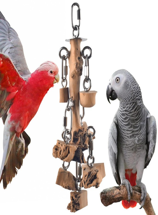 DBNESS Bird Toys for Parrots, Durable Wooden Large Birds Toy with Stainless Steel, Hanging Natural Chew Hardwood Blocks for Macaws, African Greys, Amazon Parrot, Cockatoos and Small Medium Parakeets - Image 1