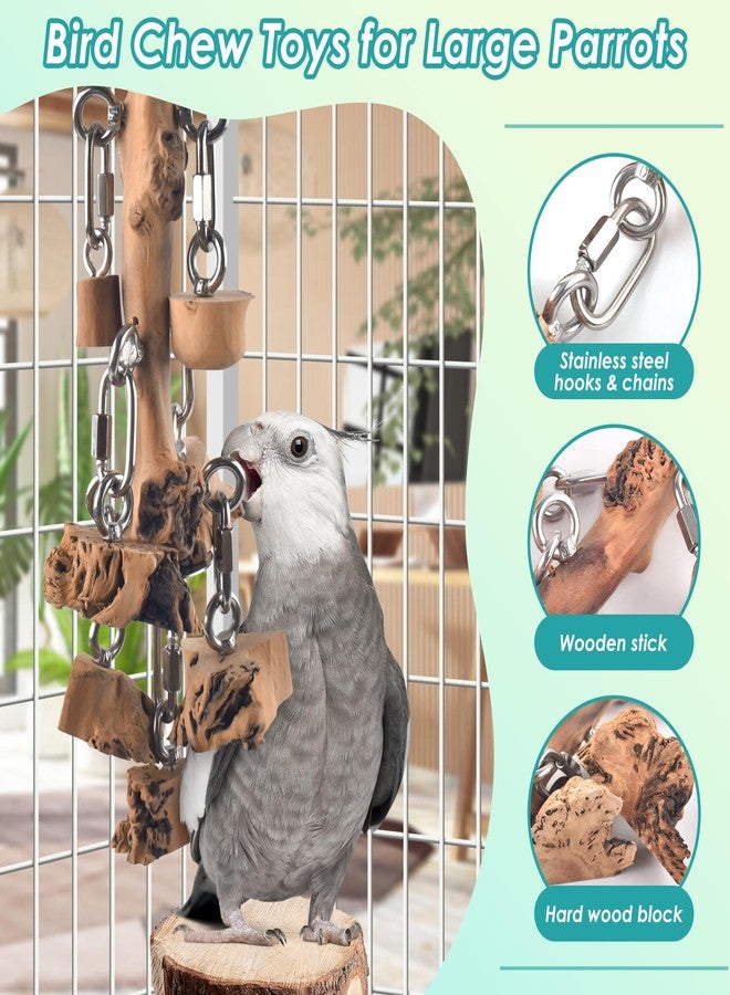 DBNESS Bird Toys for Parrots, Durable Wooden Large Birds Toy with Stainless Steel, Hanging Natural Chew Hardwood Blocks for Macaws, African Greys, Amazon Parrot, Cockatoos and Small Medium Parakeets - Image 3