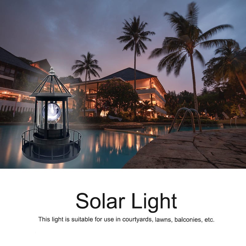 Rowzzi LED Solar Powered Lighthouse, 360 Degree Rotating Lamp Courtyard Decoration Waterproof Garden Smoke Towers Statue Lights for Outdoor Garden Pathway Patio - Image 4