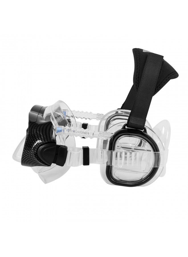 IST ProEar Dive Mask with Ear Covers, Scuba Diving Pressure Equalization Gear, Tempered Glass Twin Lens (Black) - Image 2