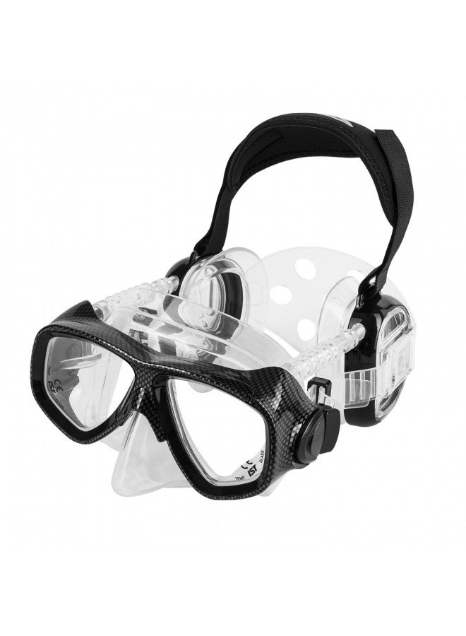 IST ProEar Dive Mask with Ear Covers, Scuba Diving Pressure Equalization Gear, Tempered Glass Twin Lens (Black) - Image 1