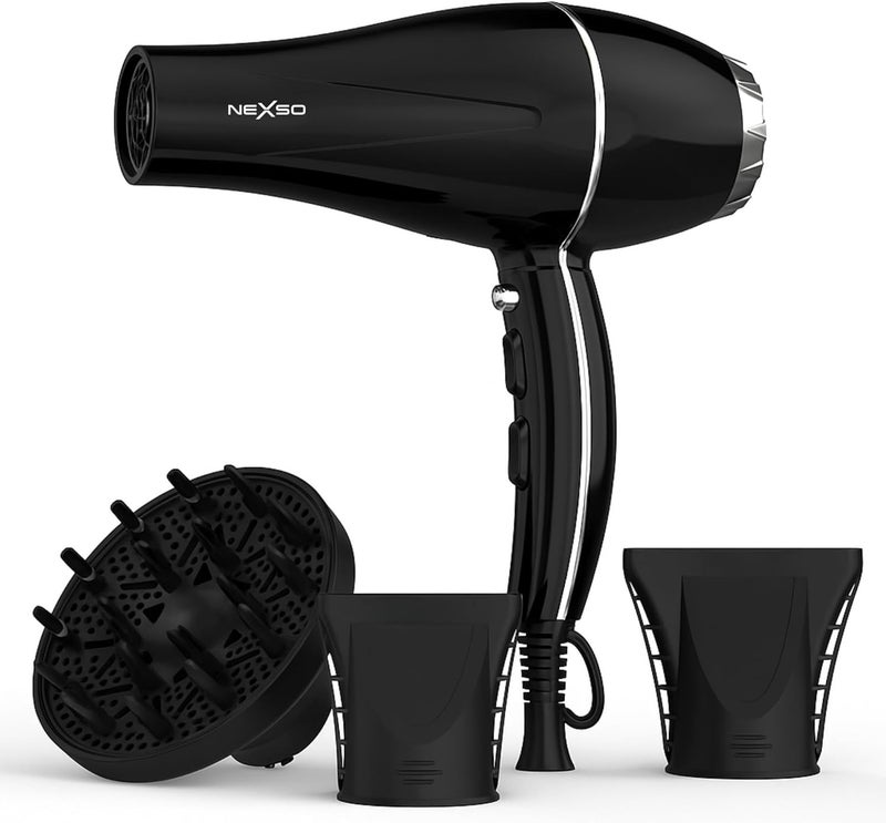 2600W Professional Ionic Hair Dryer with Cold Dose 2 Heat Settings 2 Speed Diffuser for Curly Hair and 2 Nozzles, Low Noise Dryer, Frizz Control, Cord - Image 1