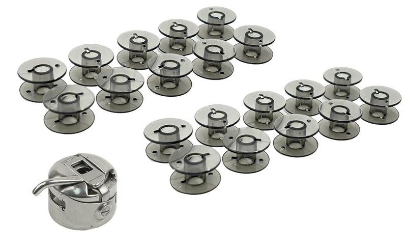 Zenith Plastic Sewing Machine 20 Black Bobbins Set & 1 Bobbin Case Combo - Compatible with Household Usha, Brother, Singer, Janome & More | Replacement Accessories (20 BLACK 1 BOBBIN CASE) - Image 1