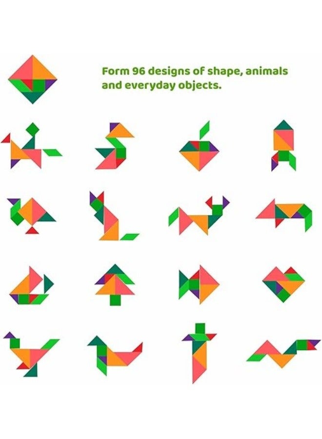 Wooden Tangram Puzzle Book Game for Kids, Educational and Early Development Tangram, Magnetic Block Book with 3D Puzzle Game STEM Education IQ-Brain Teaser Toys For Boys Girls - Multicolor - Image 5