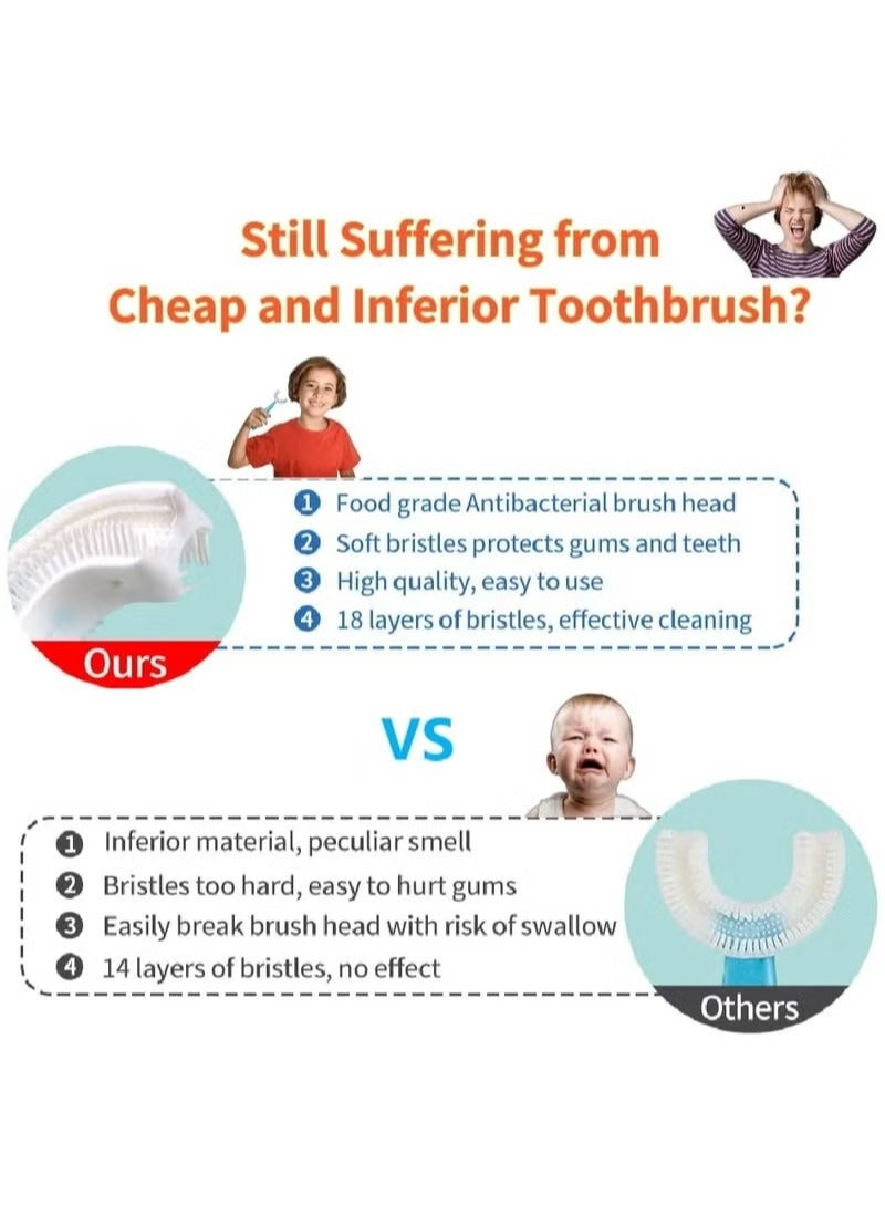 2 PCS U-Shaped Toothbrush Kids, Manual Whole Mouth for Age 2-6, 360° Oral Teeth Cleaning Design - Image 4