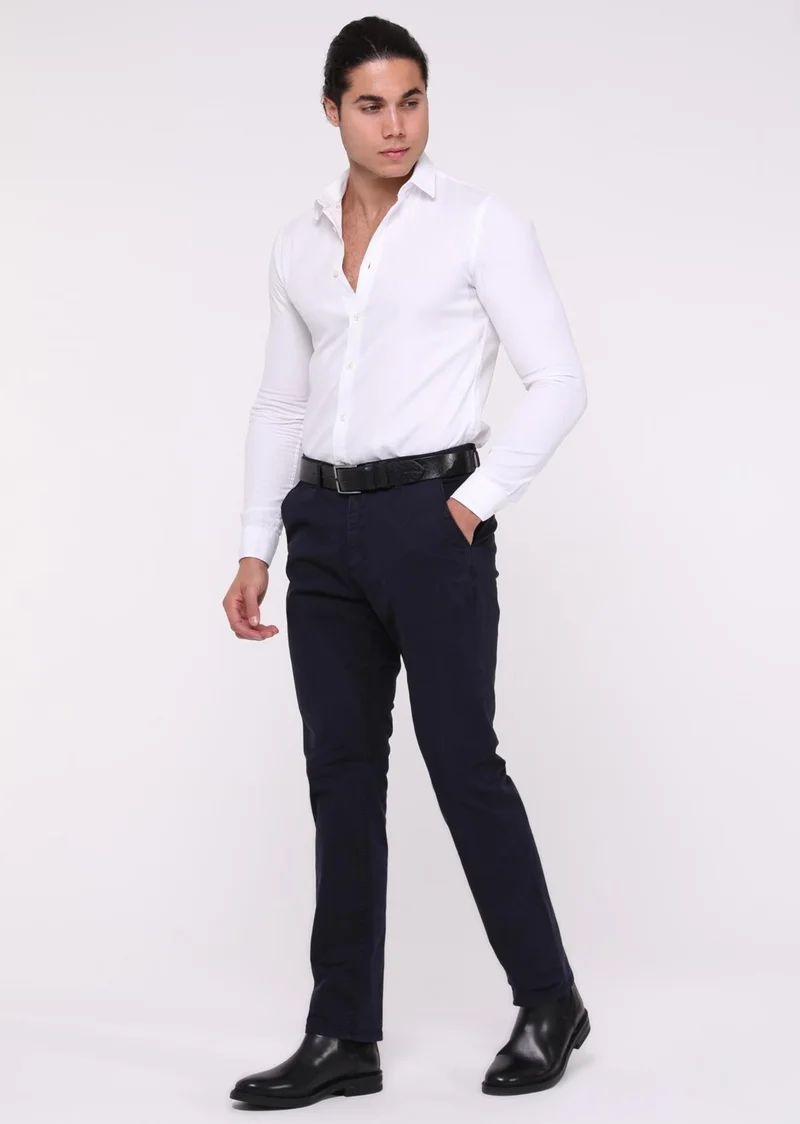Cedy Denim Men's Lycra High Waist Regular Fit Loose Cut Side Pocket Chino Classic Trousers