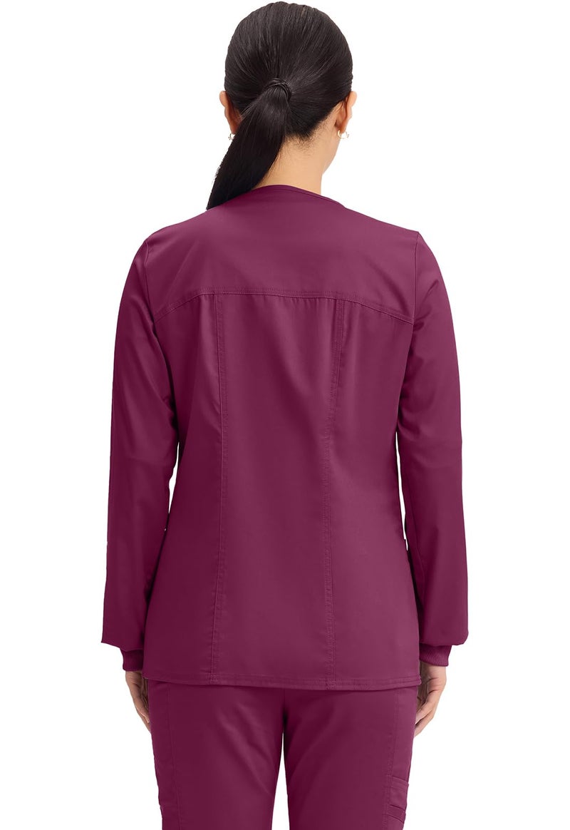 Cherokee Women's Workwear Core Stretch Warm Up Scrubs Jacket, Wine, XX-Small - Image 5