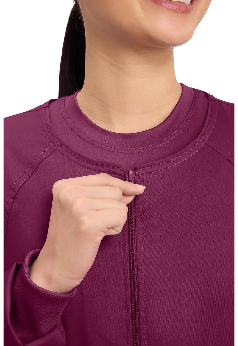 Cherokee Women's Workwear Core Stretch Warm Up Scrubs Jacket, Wine, XX-Small - Image 3