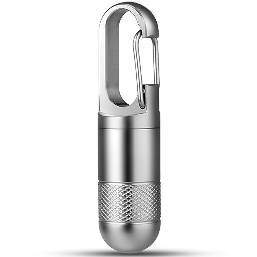 TISUR Small Titanium Pill Case, Keychain Pill Holder Travel Pill Box Container,Portable Pill Organizer Waterproof Metal Case Bottle (Gray Titanium Small - 1.06 inch) - Image 1