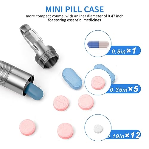 TISUR Small Titanium Pill Case, Keychain Pill Holder Travel Pill Box Container,Portable Pill Organizer Waterproof Metal Case Bottle (Gray Titanium Small - 1.06 inch) - Image 3