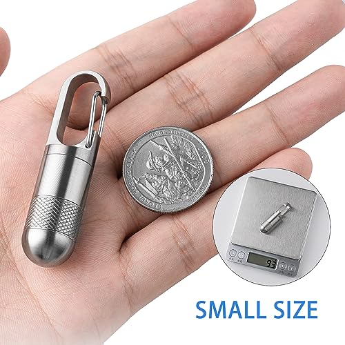 TISUR Small Titanium Pill Case, Keychain Pill Holder Travel Pill Box Container,Portable Pill Organizer Waterproof Metal Case Bottle (Gray Titanium Small - 1.06 inch) - Image 2