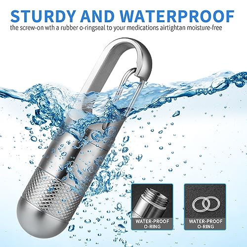 TISUR Small Titanium Pill Case, Keychain Pill Holder Travel Pill Box Container,Portable Pill Organizer Waterproof Metal Case Bottle (Gray Titanium Small - 1.06 inch) - Image 5