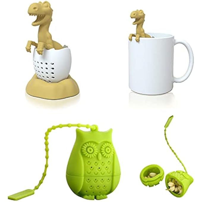 غنافوتو عبوة من 11 فلتر شاي من السيليكون بتصميم كرة شاي حيوانية إبداعية