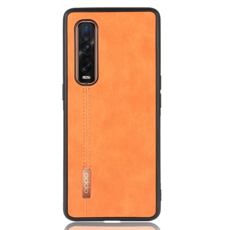 HuHa Case Cover For Oppo Find X2 Pro Shockproof Sewing Cow Pattern Skin PC + PU + TPU Case(Orange) - Image 2
