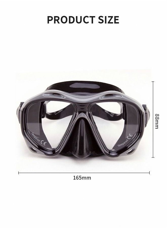 Whale Snorkel Diving Mask, Panoramic HD Swim Mask, Anti-Fog Scuba Diving Goggles, Silicone Skirt Tempered Glass Dive Mask Adult Youth Swim Goggles with Nose Cover for Diving, Snorkeling, Swimming - Image 3