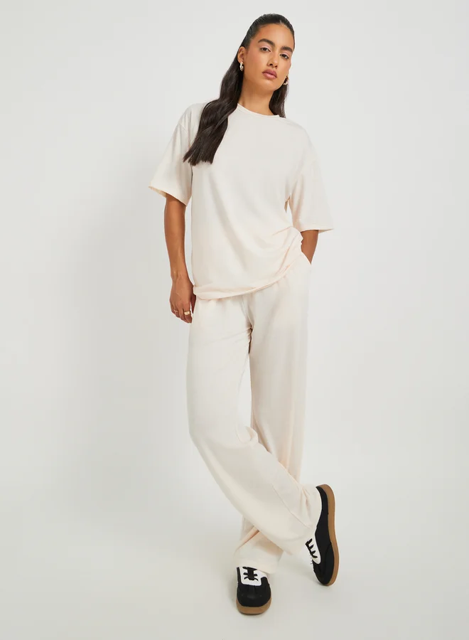 Take Two Text Print Short Sleeve T-Shirt and Wide Leg Joggers Co-Ords